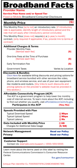 Broadband Label Template